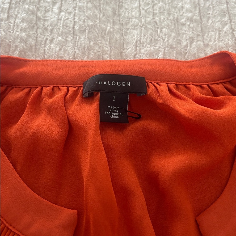 Women's Orange Halogen Release Pleat Blouse - Picture 2 of 2
